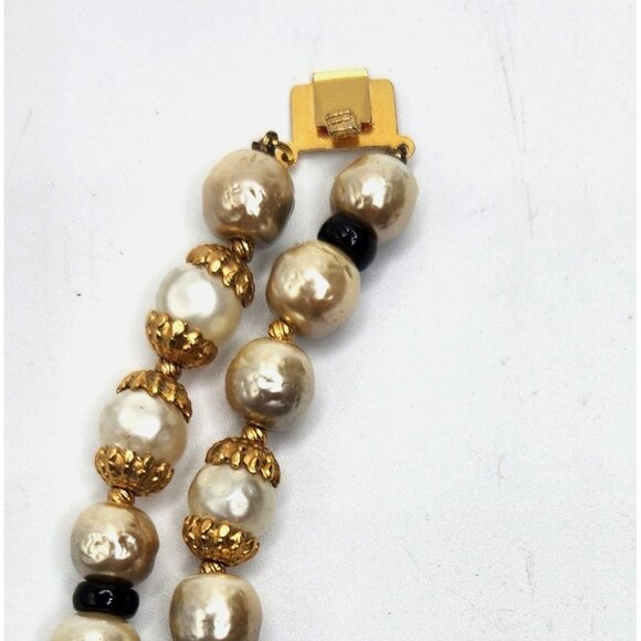 Vintage Double Strand Faux Pearl Necklace With Accent Beads - Picture 2 of 4